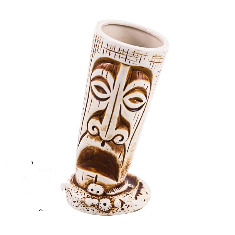 Ceramic Tiki Mug Creative Human Face Porcelain Beer Wine Mug Cup Hawaii Easter Island Zombie Cocktail Glass