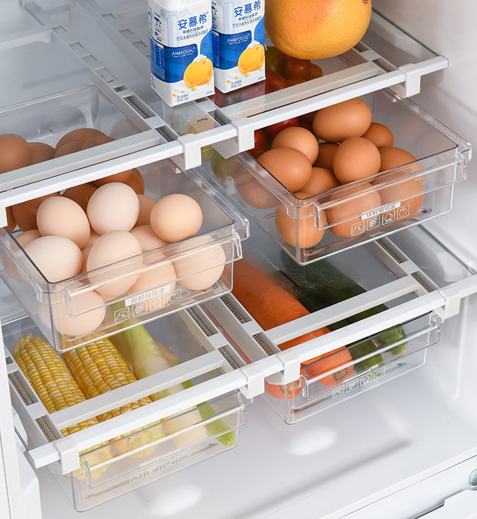 Refrigerator Organiser for Storage Kitchen-Storage Box Transparent Food  Refrigerator Drawers Spacer Storage Basket