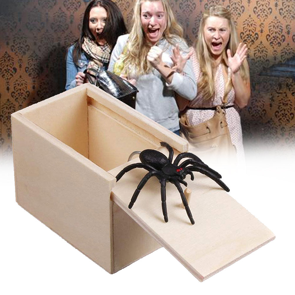 Prank Spider Wooden Scare Box Trick Play Joke Lifelike Surprise April Fools' Day Funny Novelty Toys Gags Practical Gifts